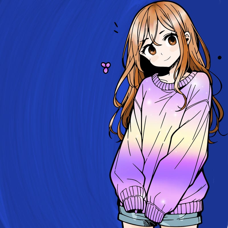 manga teen girl  in a sweater and baggy pants