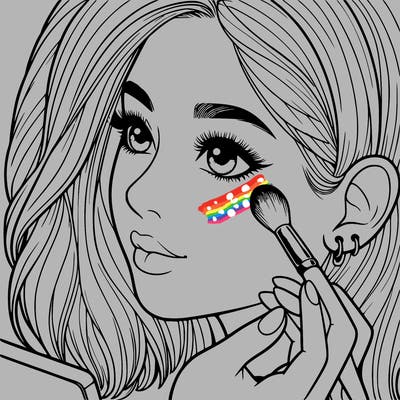 a realistic girl doing her makeup