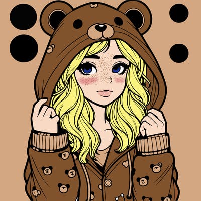 realistic girl in a animal pjs hoodie