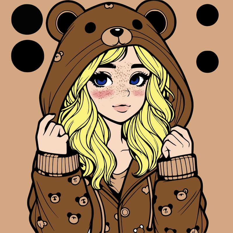 realistic girl in a animal pjs hoodie