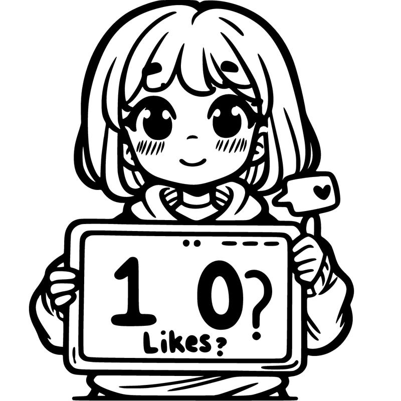 girl holding a sign that says 10 likes?