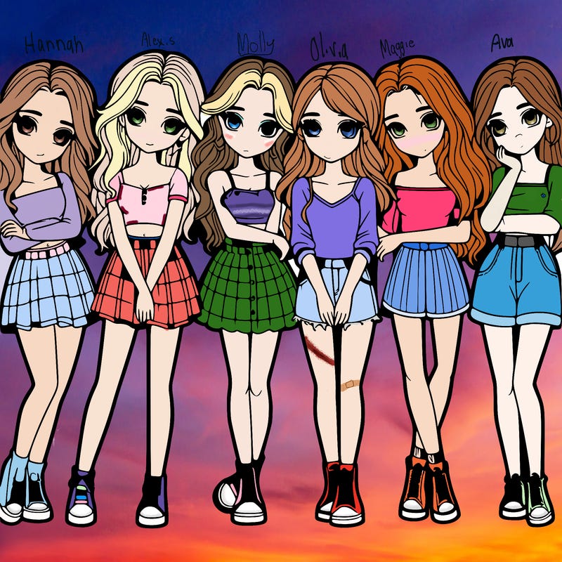 a group of girls realistic