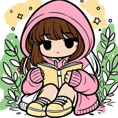 girl in oversized hoodie reading a book