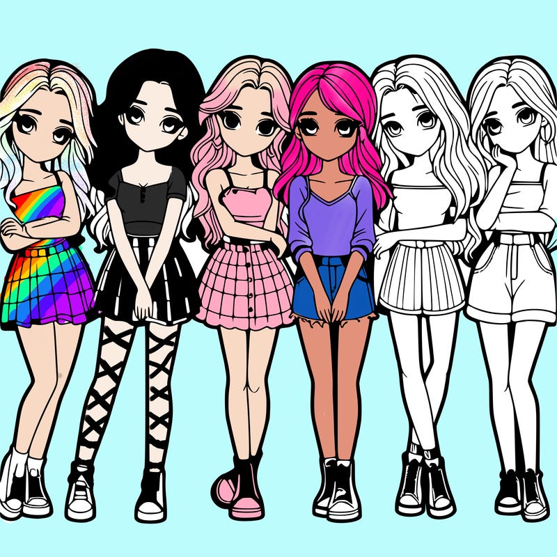 a group of girls realistic