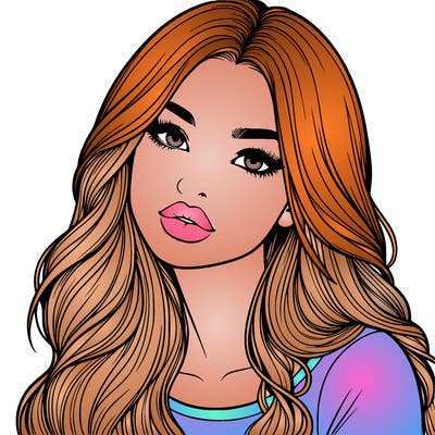 realistic girl with hair on her hair and lips