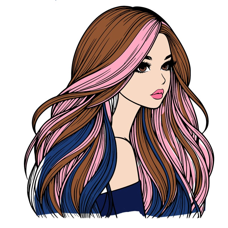 realistic girl with long realistic hair