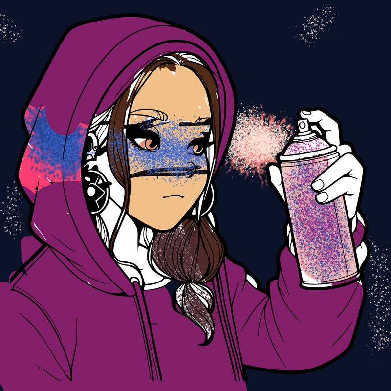 a realistic girl, spray painting