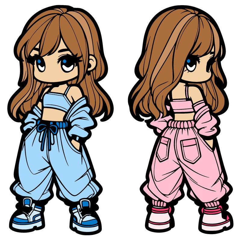 girl in crop top and baggy pants