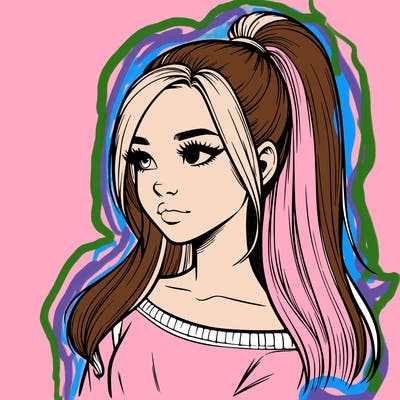 realistic girl with a high ponytail