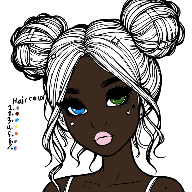 realistic girl with space buns