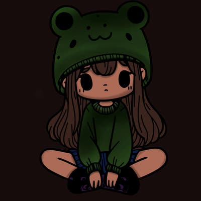 a girl wearing a frog hat and some frog socks