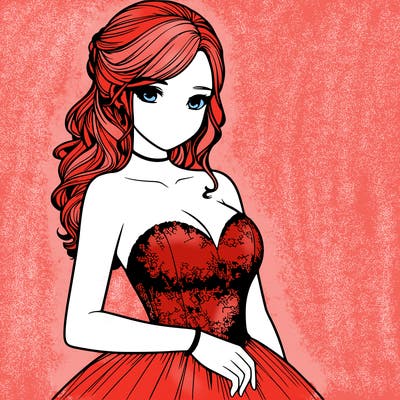 realistic girl in prom dress