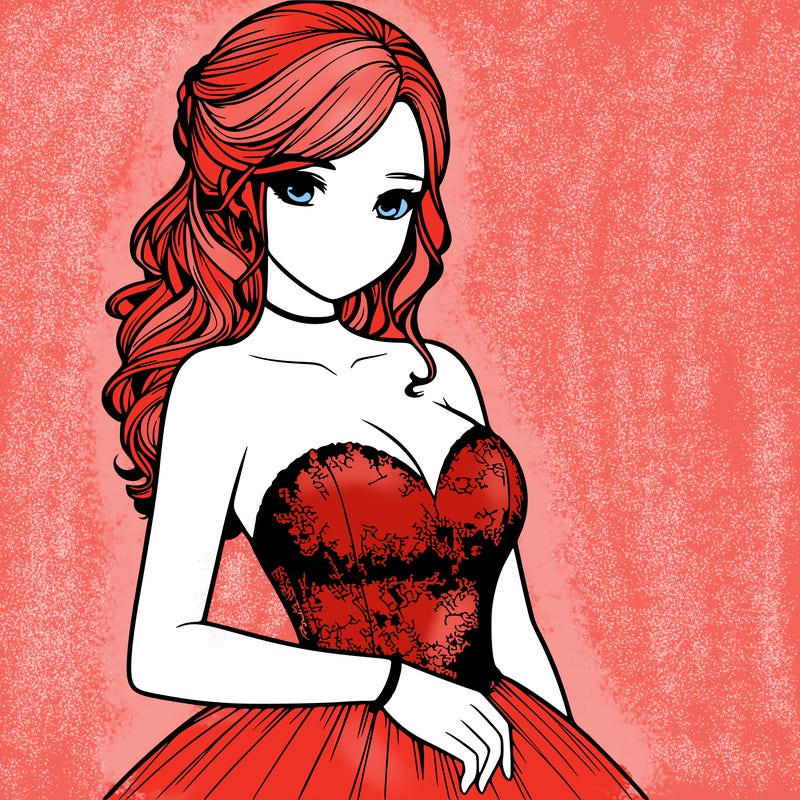 realistic girl in prom dress