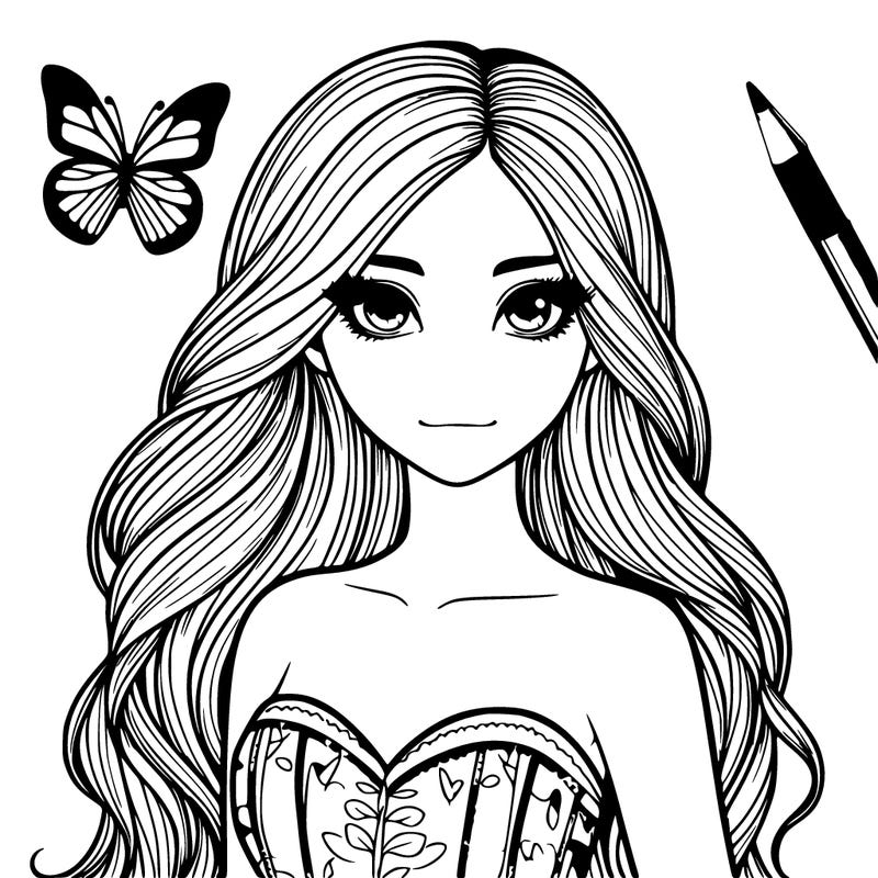 realistic girl with butterfly hair