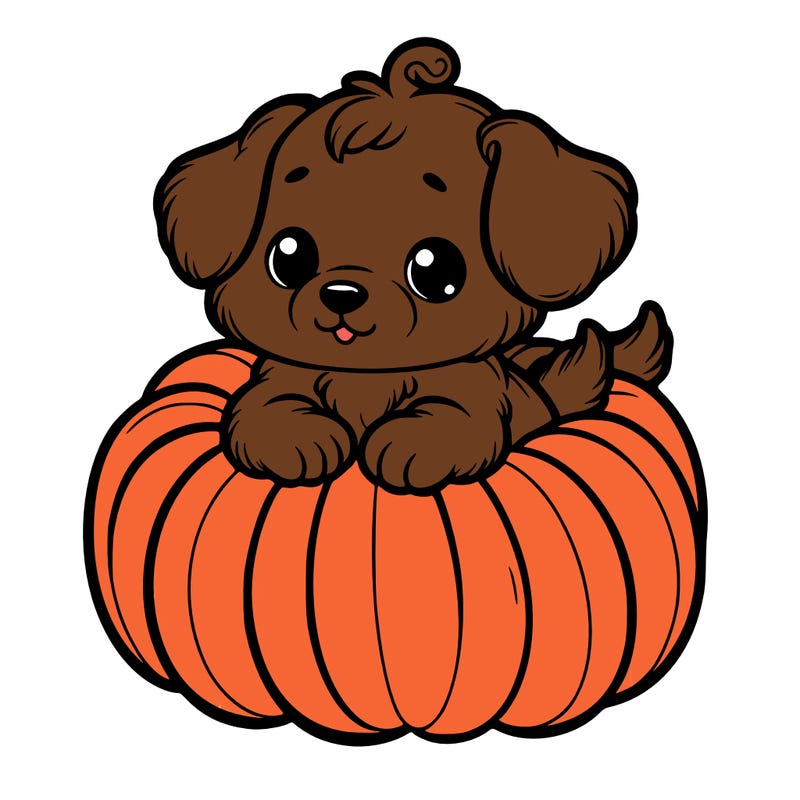 cute little puppy in a pumpkin