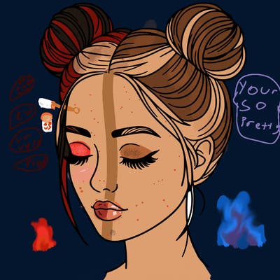 woman with hair buns