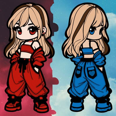 girl in crop top and baggy pants