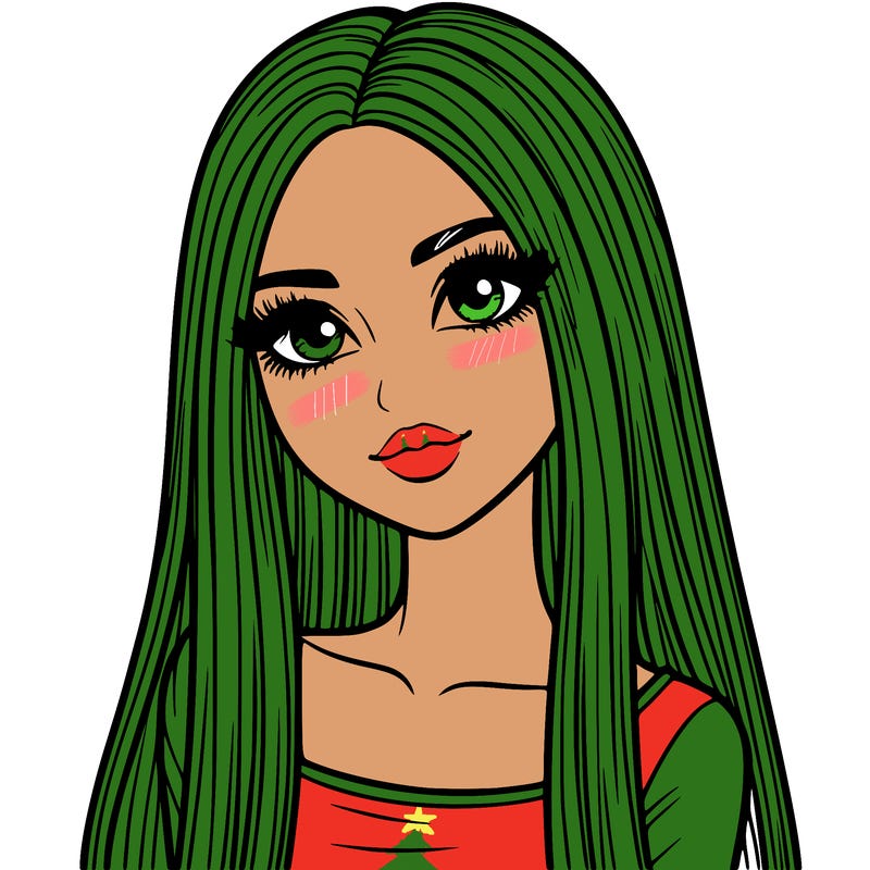 realistic girl with straight and long hair