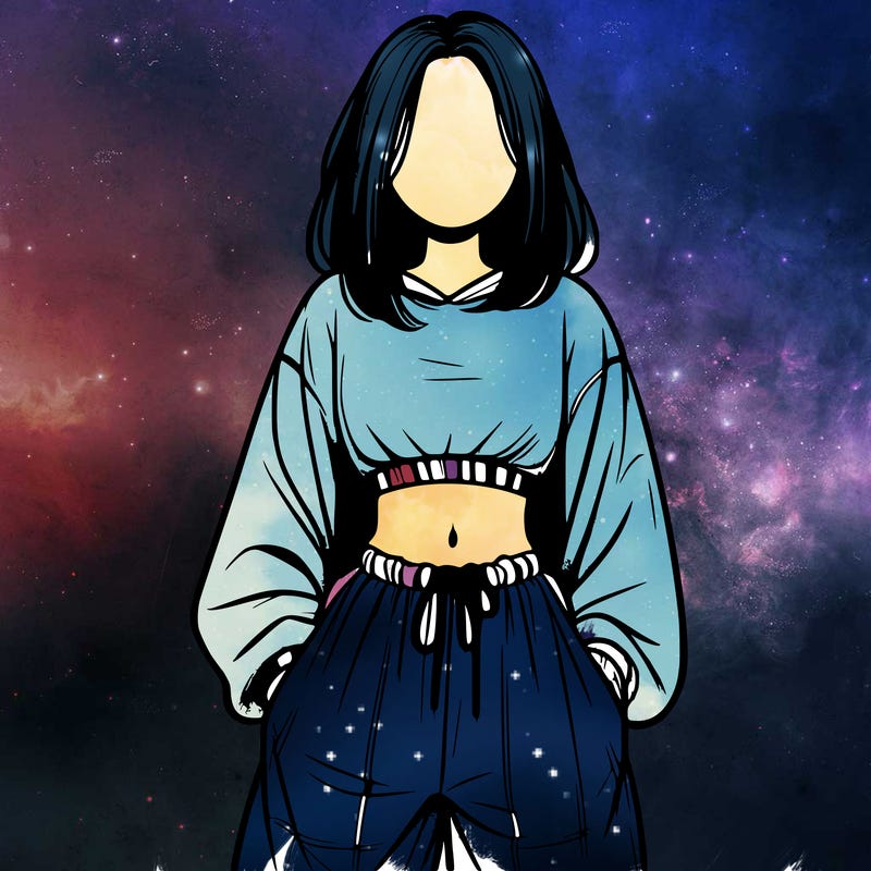realistic girl faceless with baggy pants and a crop top