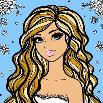 pretty woman with long wavy hair