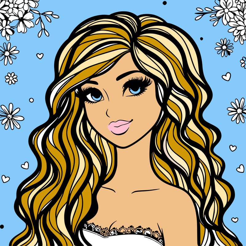 pretty woman with long wavy hair