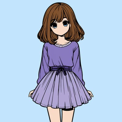 realistic girl with a skirt on