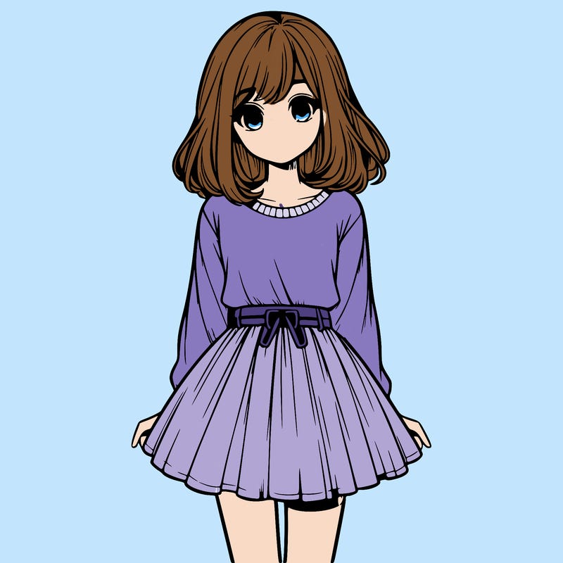 realistic girl with a skirt on