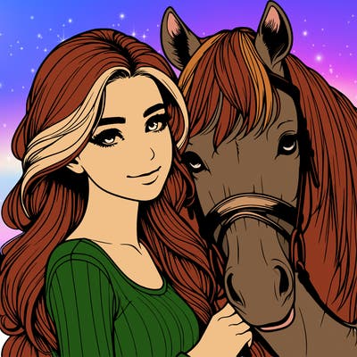realistic girl with horse