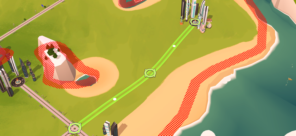 Overhead map view showing strategic road construction and route optimization in Transit King Truck Simulator