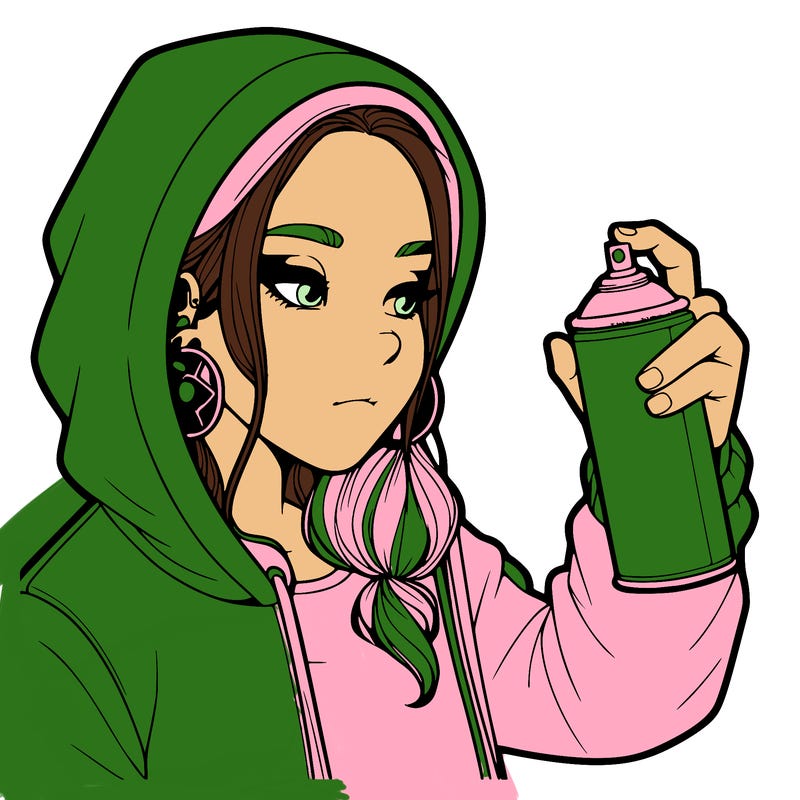 a realistic girl, spray painting