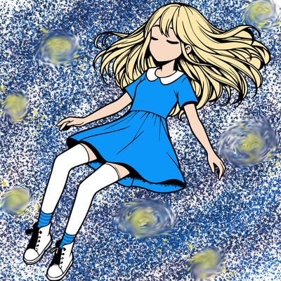 realistic girl floating