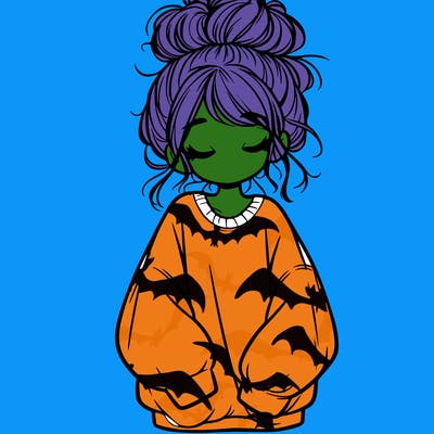 girl with baggy sweatshirt and messy bun