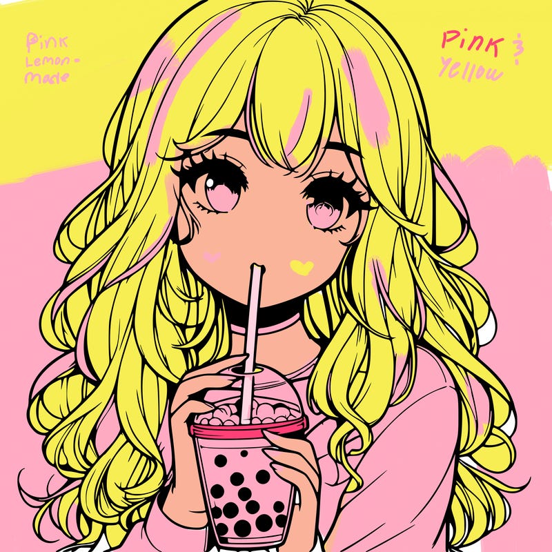realistic girl drink a boba
