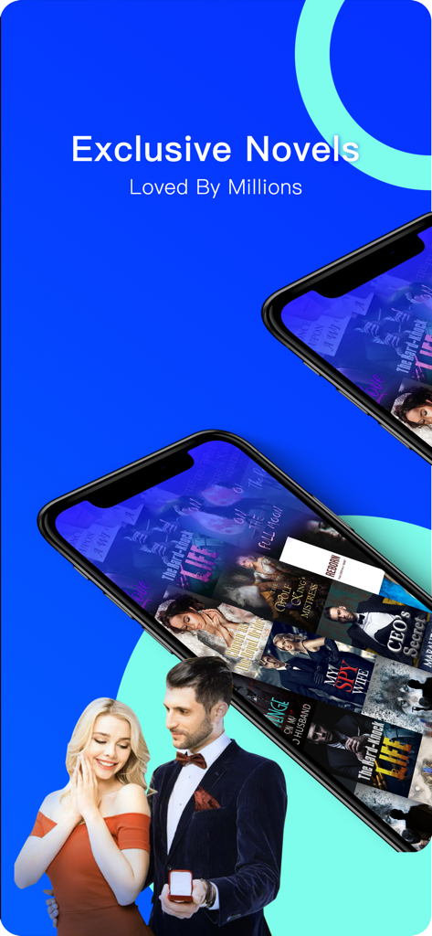 Dolphin Reader - Dolphin Reader app interface featuring exclusive romance novels and a romantic couple