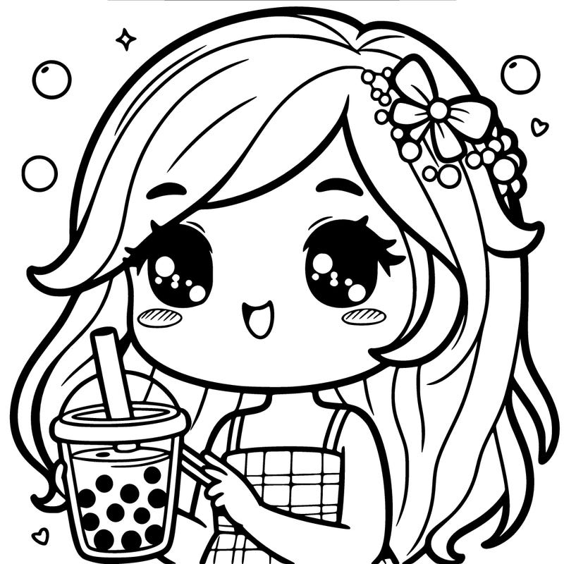 girl drinking cute boba tea