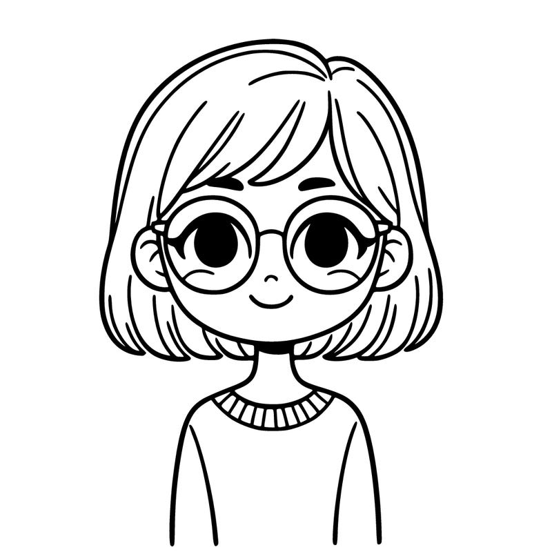 girl with short hair and glasses