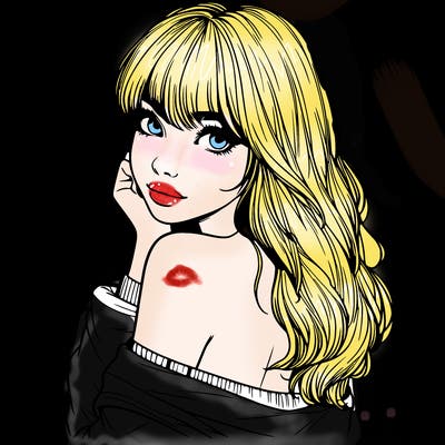 realistic girl with bangs looking over her shoulder