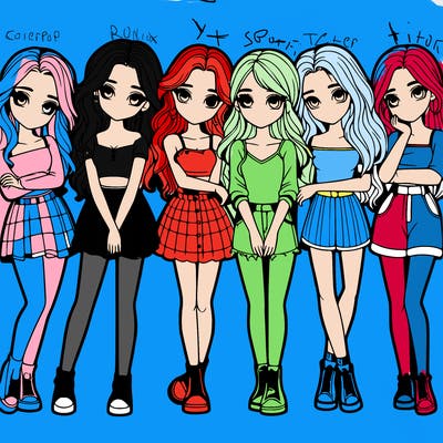 a group of girls realistic