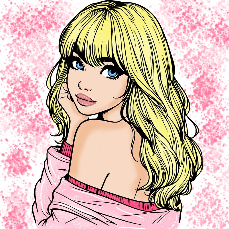 realistic girl with bangs looking over her shoulder