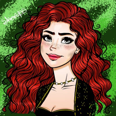 woman with curly  long hair realistic