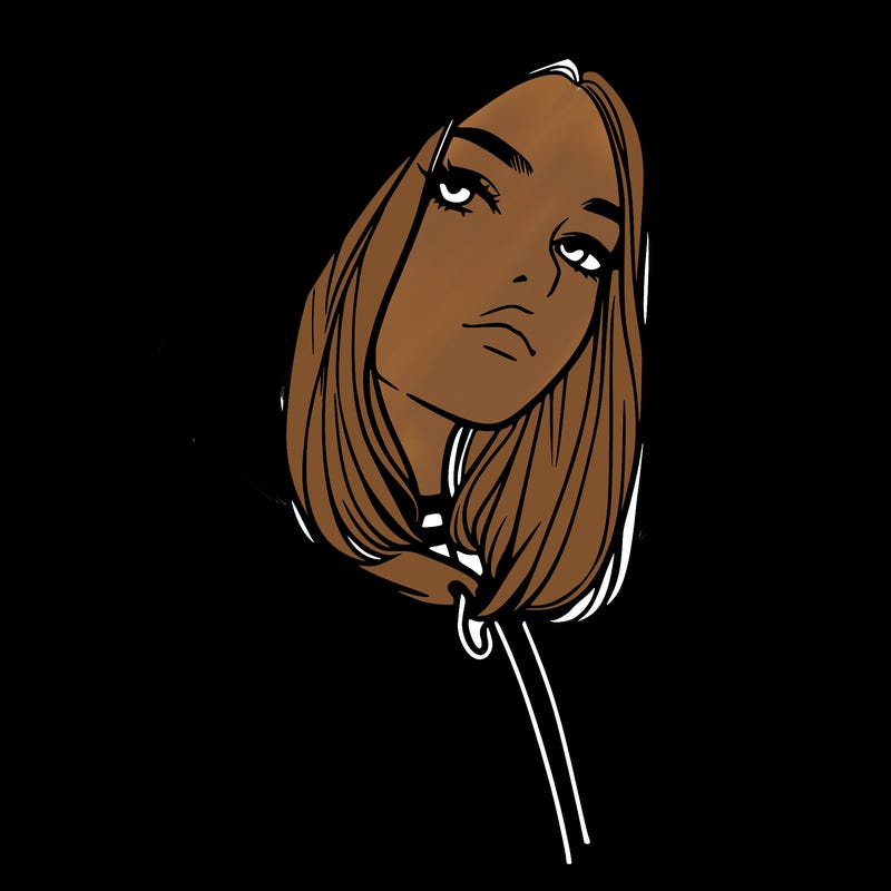 a realistic girl in a hoodie