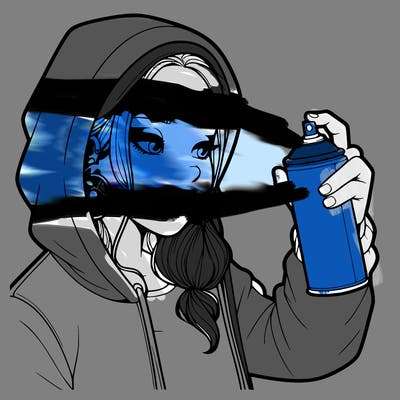 a realistic girl, spray painting