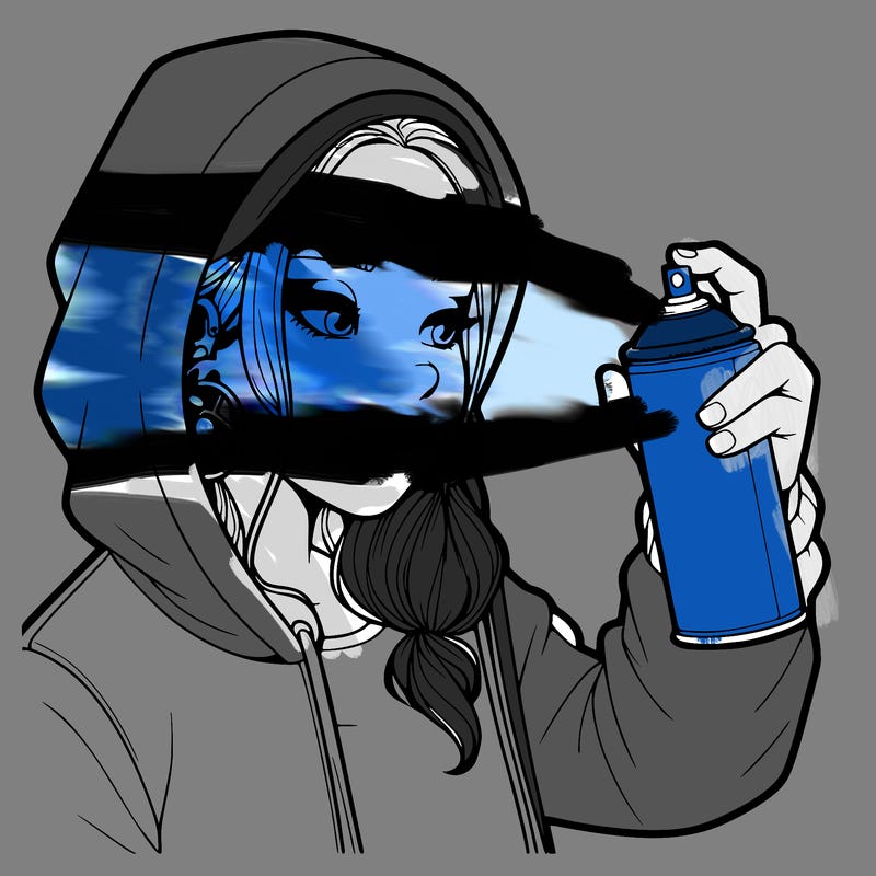 a realistic girl, spray painting