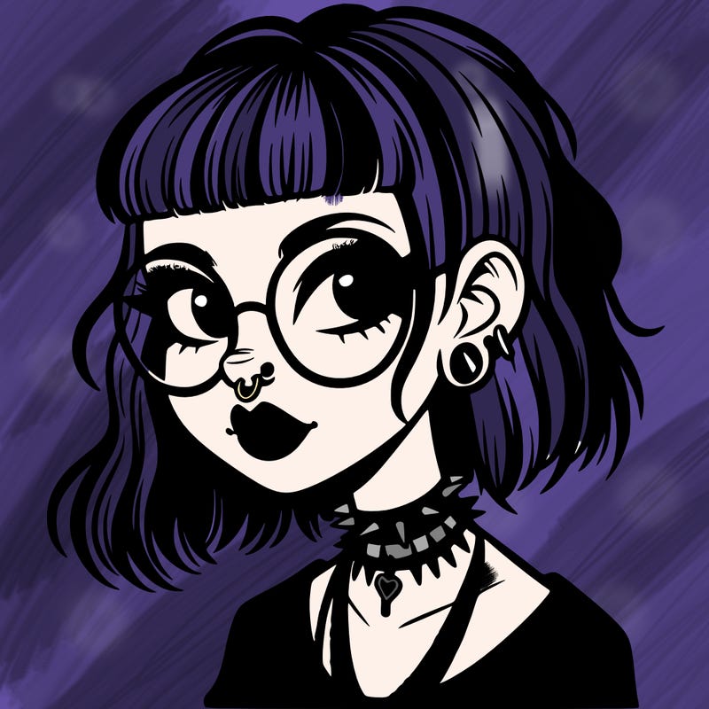 gothic girl with a mullet and glasses