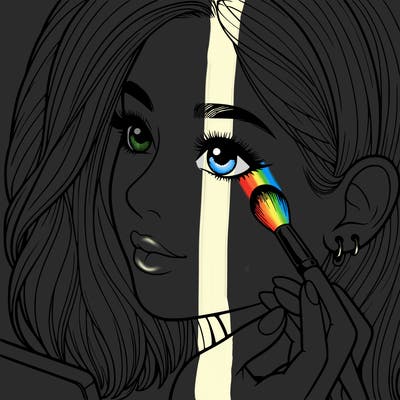 a realistic girl doing her makeup