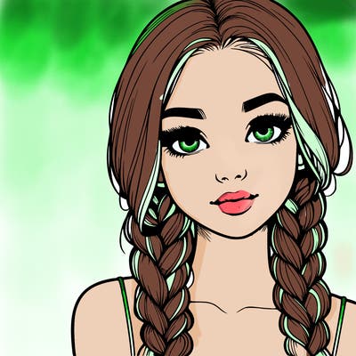 realistic girl with braids
