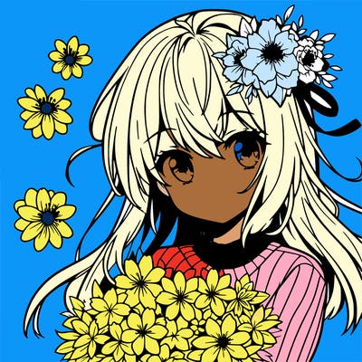 anima girl with flower
