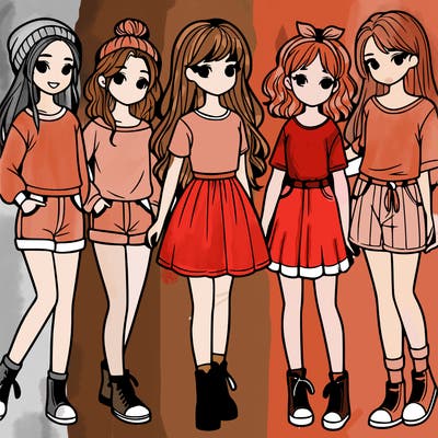 a group of five girls