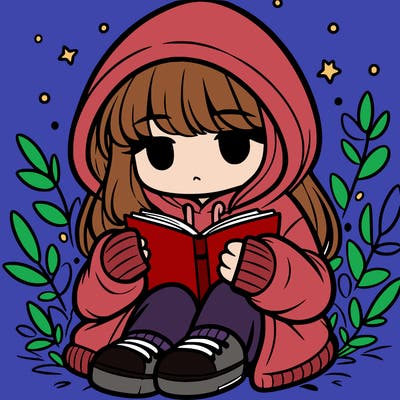 girl in oversized hoodie reading a book