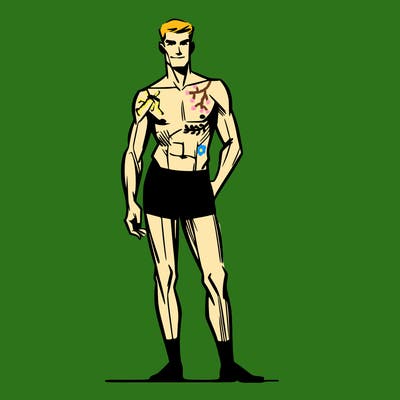 attractive male underwear model cartoon